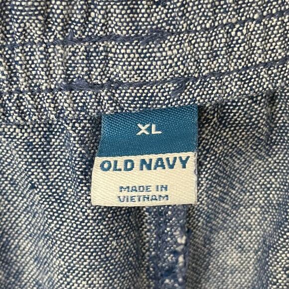 Old Navy Pants Womens XL Chambray Blue Linen Rayon Straight Leg Pull On Pockets - Picture 9 of 12